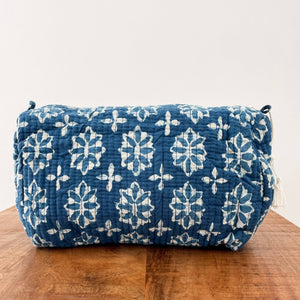 Indigo Burst Block Print Pouch