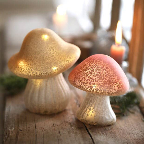 Small Pink Glass Mushroom Light