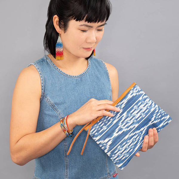 Ombre Bead Fringe Earrings: Eucalyptus Bark