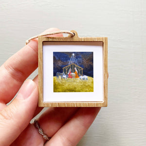 Mini 1" Christmas Nativity Watercolor Print