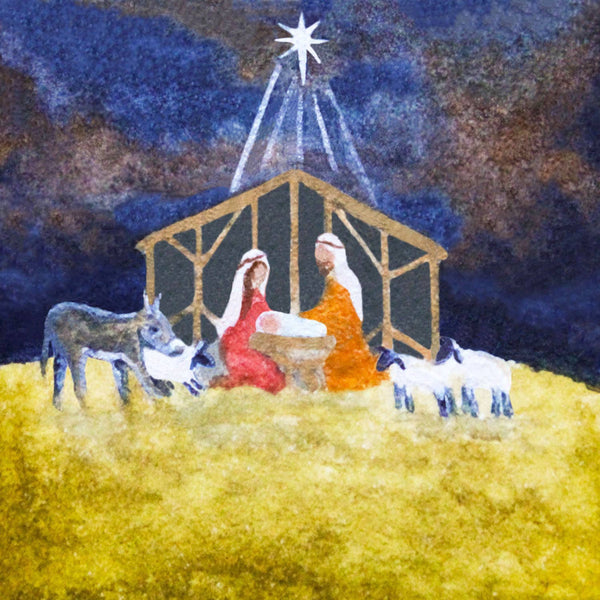 Mini 1" Christmas Nativity Watercolor Print