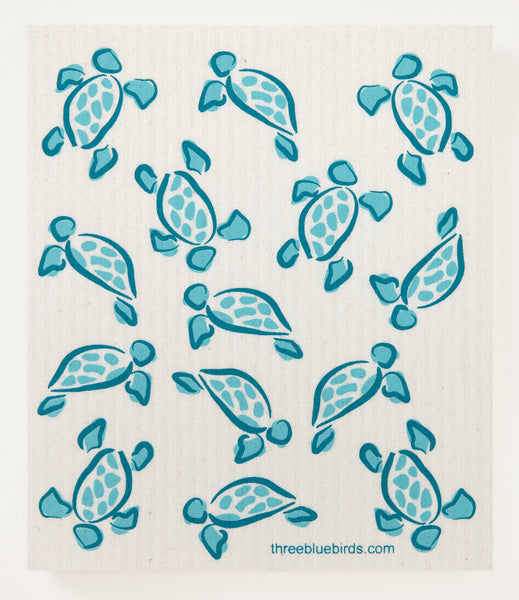 Blue Sea Turtles Swedish Dishcloth