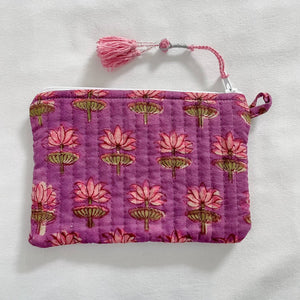 Plum Blossom Block Print Mini Pouch