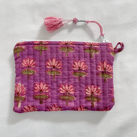 Plum Blossom Block Print Mini Pouch