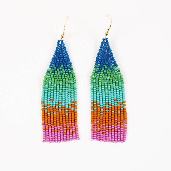 Ombre Bead Fringe Earrings: Honey Dew