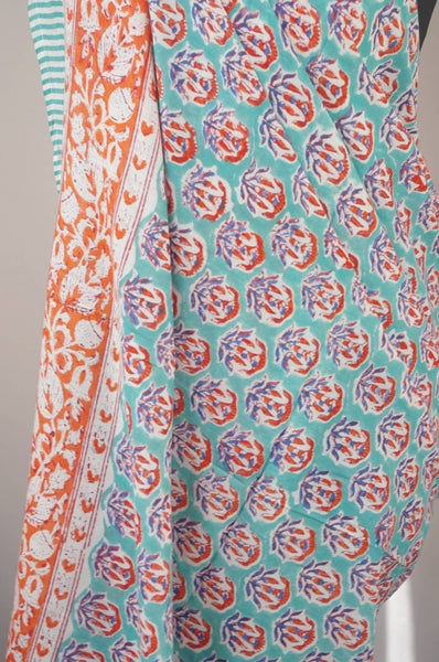 Beach Sarong -  Teal Orange Floral