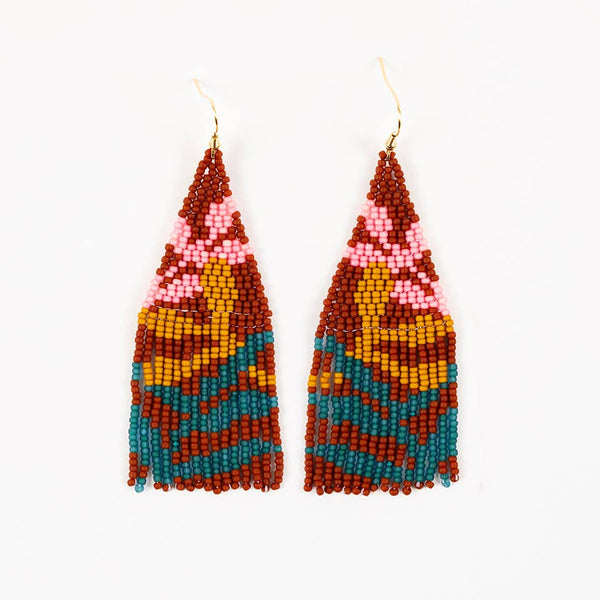 Beaded Botanica Fringe Earrings: Eucalyptus Bark