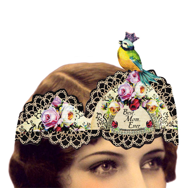 Greeting Card with Tiara, Best Mom Ever, Songbird