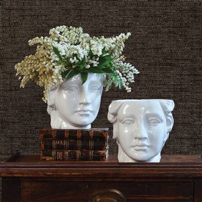 Apollo Ceramic Head Cachepot - White
