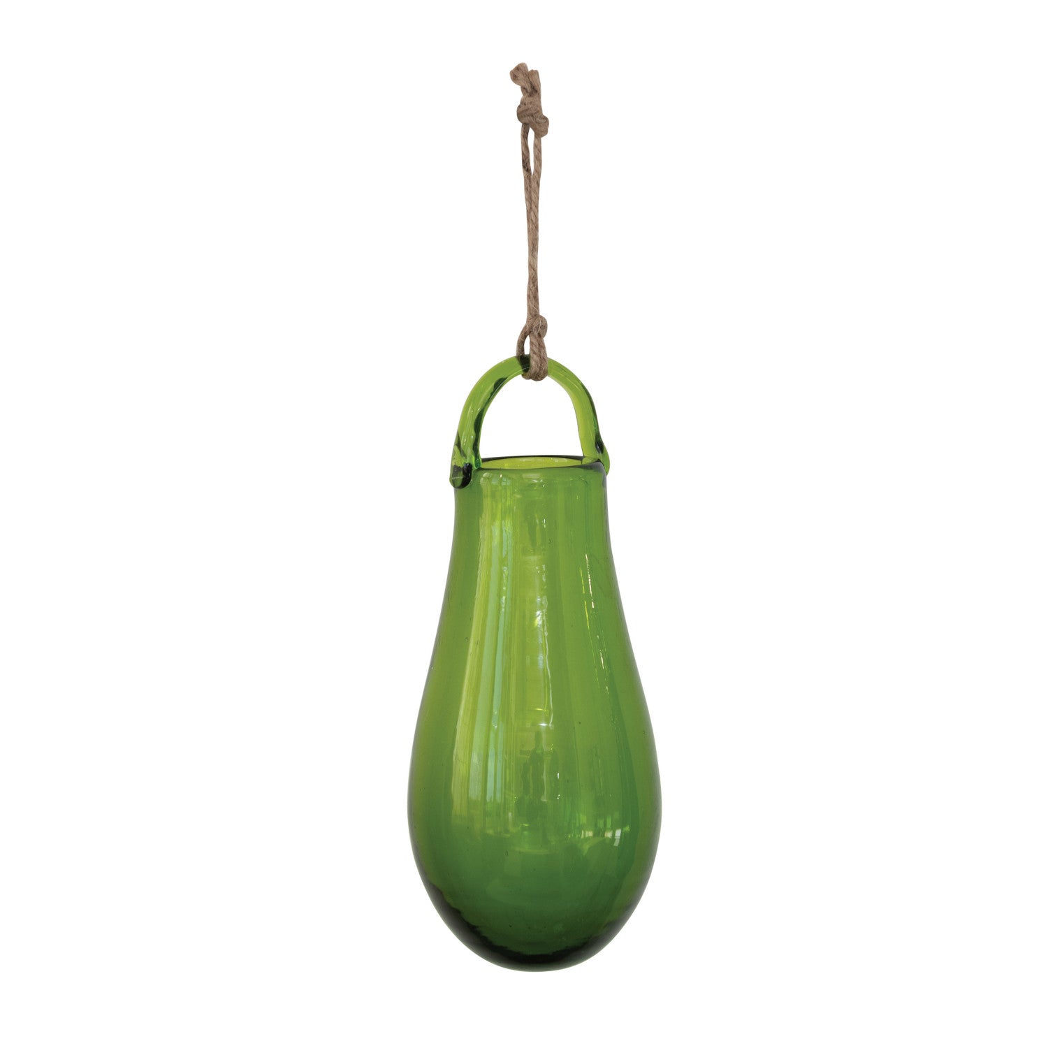 Hanging blown glass vase - green