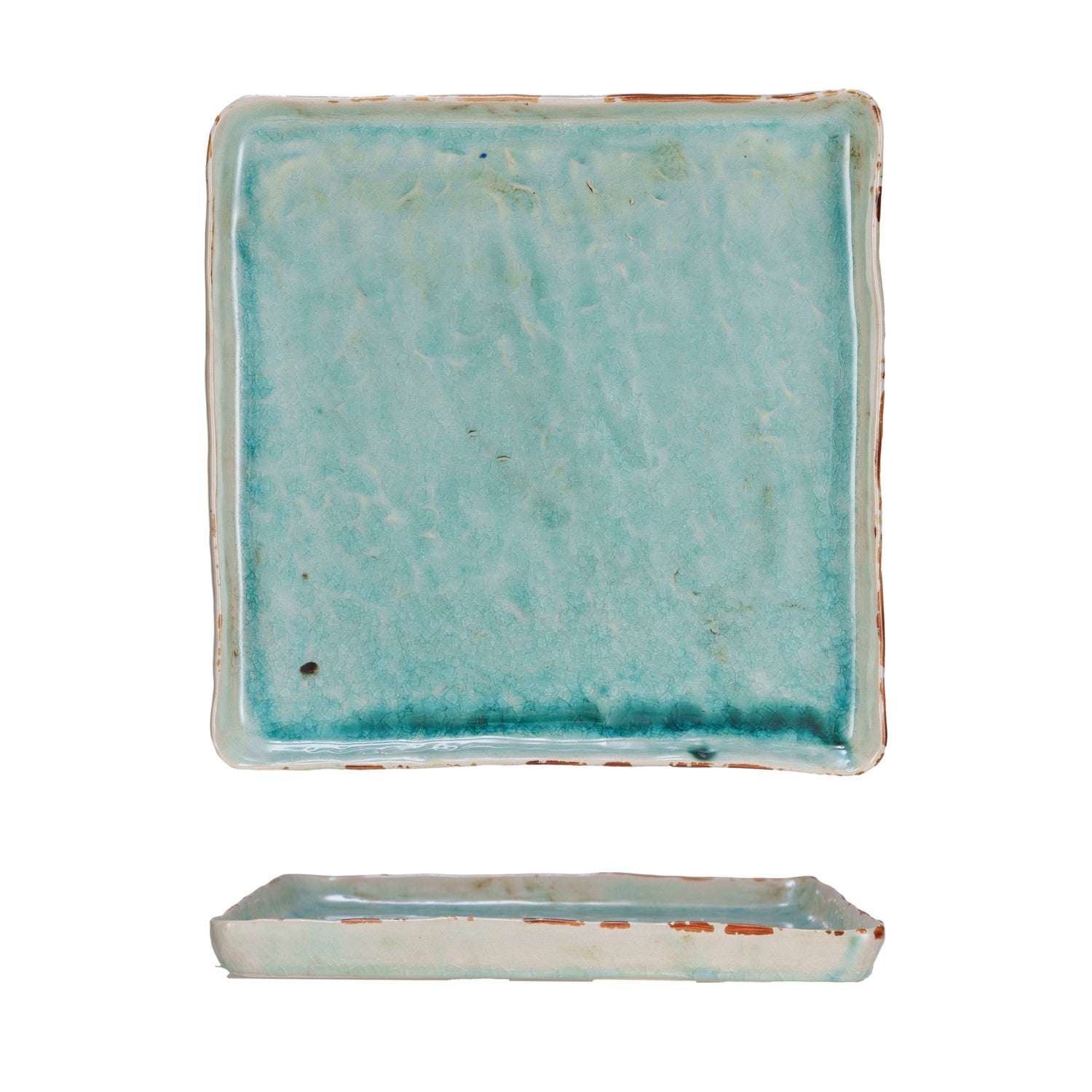 Square serving tray aqua