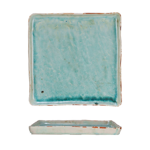 Square serving tray aqua