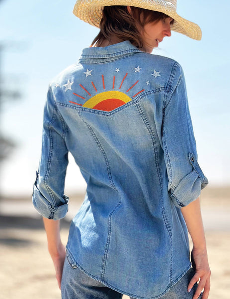 Hello Sunshine Denim Button Down Shirt