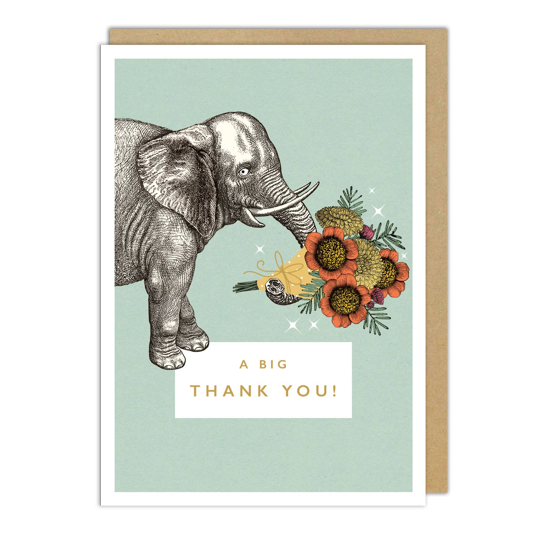 Elephant Flowers Thank You Card