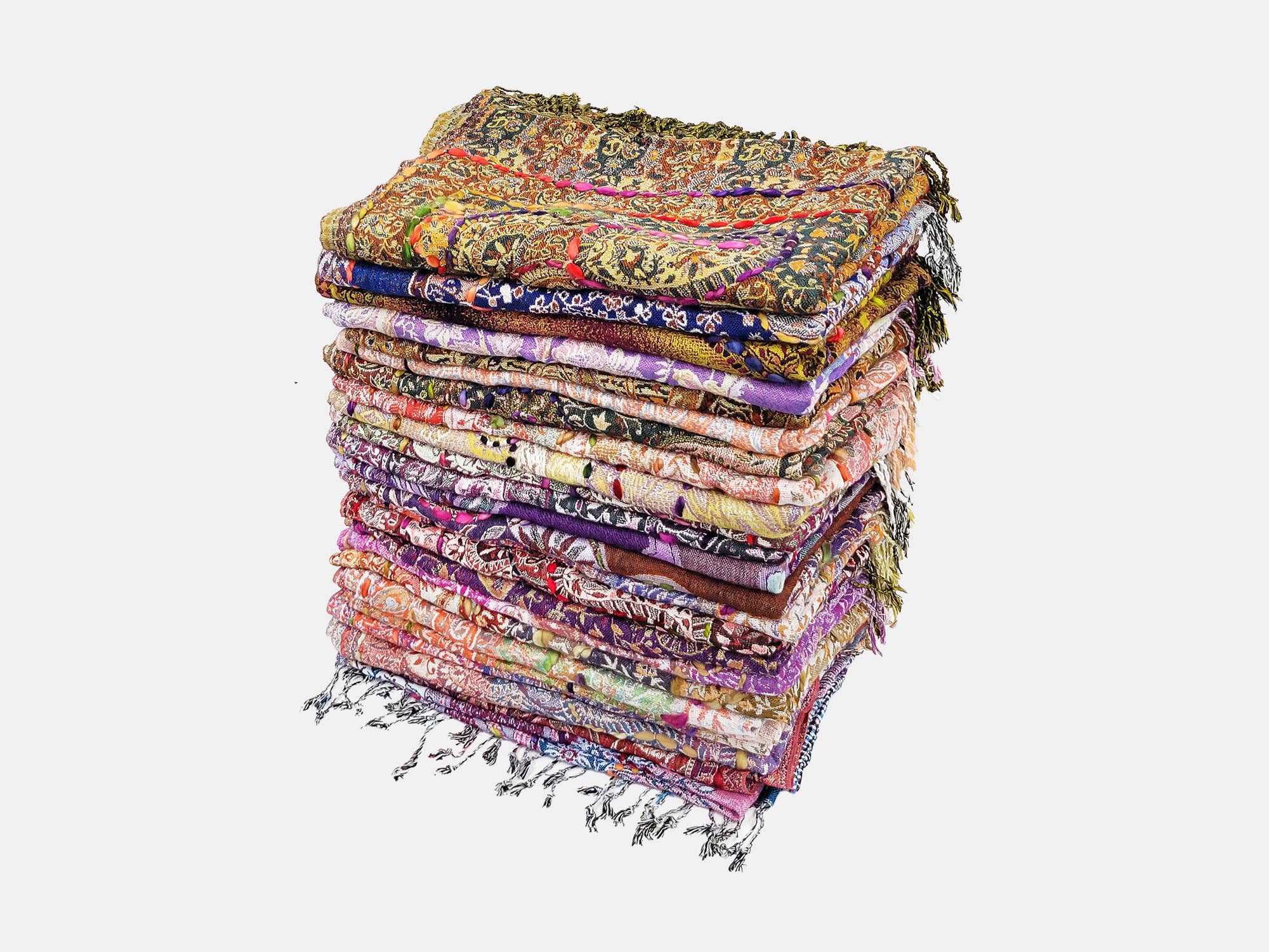 Amanda Thick Stitch Embroidered Scarf Assorted Jewel Tones