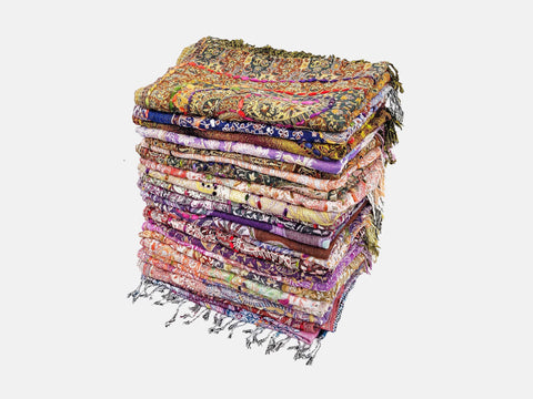 Amanda Thick Stitch Embroidered Scarf Assorted Jewel Tones