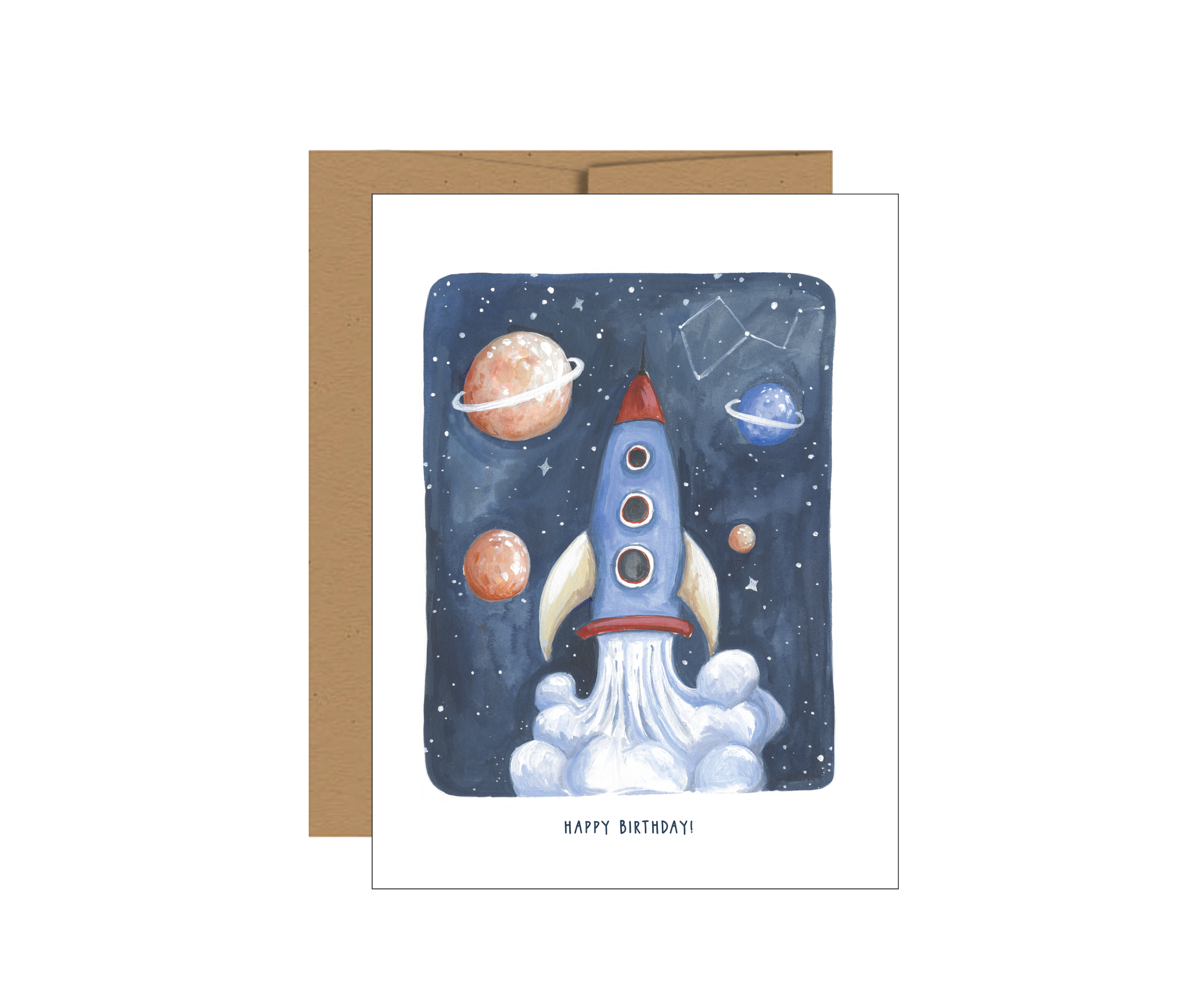 Rocket ship Space Kid Birthday Greeting Card