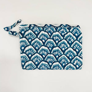 Blue Mosaic Block Print Mini Pouch