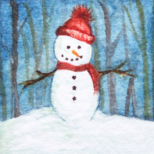 Mini 1" Snowman Watercolor Print