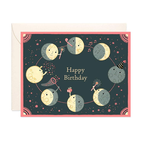 Moon Phases Birthday Greeting Card