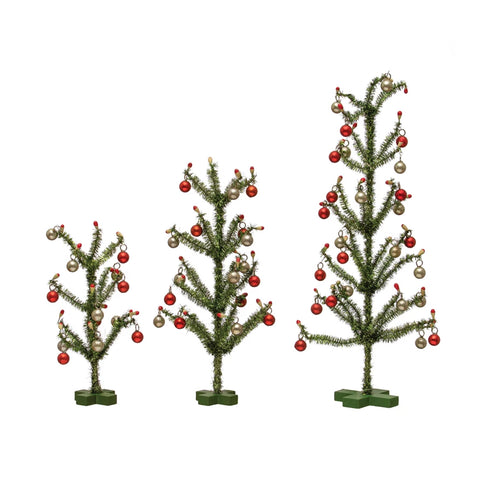 Tinsel Tree w/ Red & Silver Ornaments XS3280