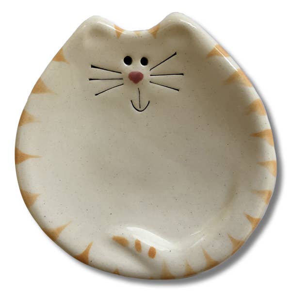 Mini Cat Dish: White and Yellow Tiger