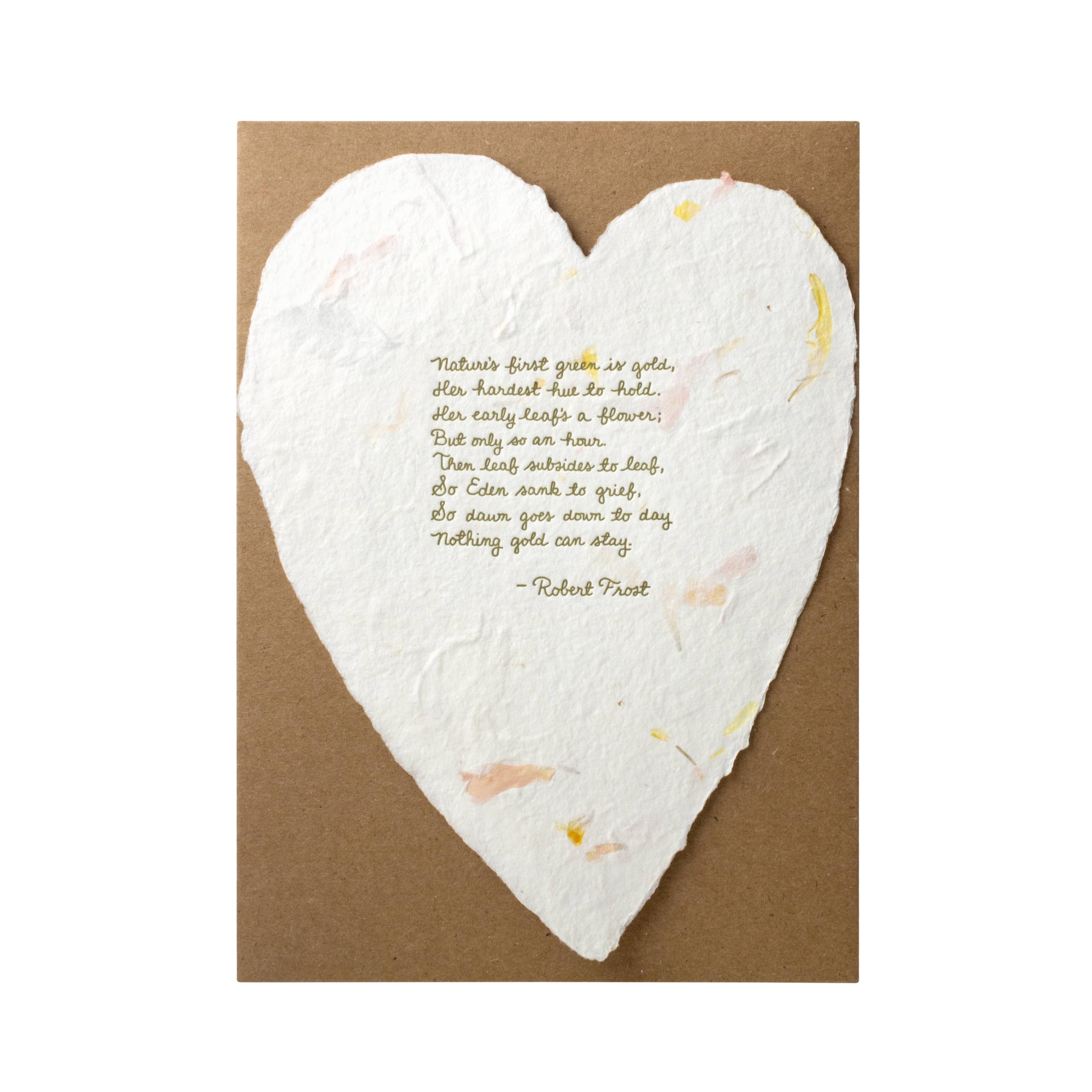 Robert Frost Floral Poem Handmade Paper Letterpress Heart