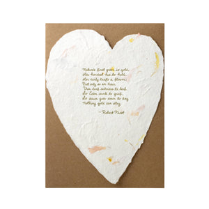 Robert Frost Floral Poem Handmade Paper Letterpress Heart