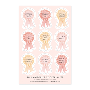 Tiny Victories — Funny Adulting / Self Care Sticker Sheet