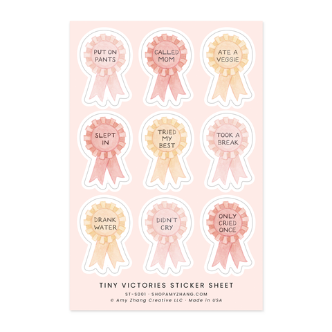 Tiny Victories — Funny Adulting / Self Care Sticker Sheet