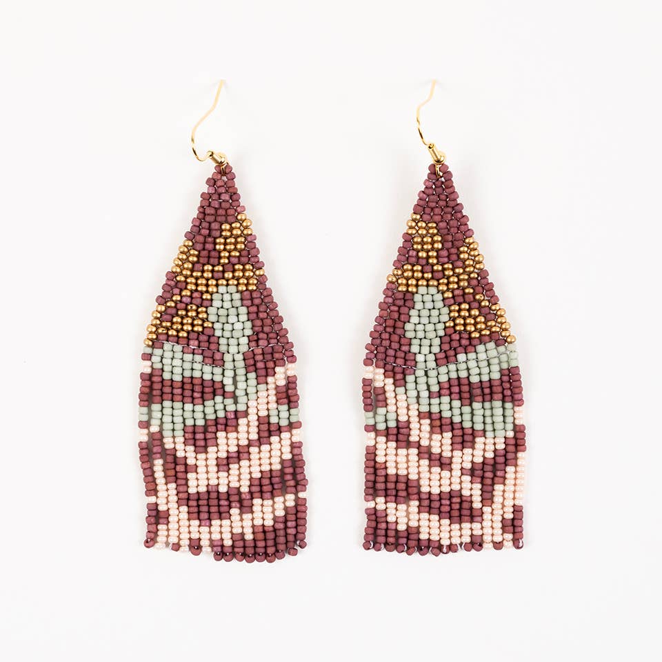 Beaded Botanica Fringe Earrings: Eucalyptus Bark