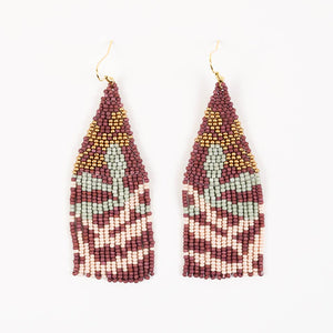 Beaded Botanica Fringe Earrings: Eucalyptus Bark