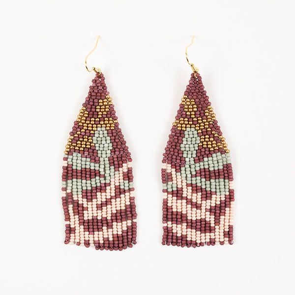 Beaded Botanica Fringe Earrings: Eucalyptus Bark