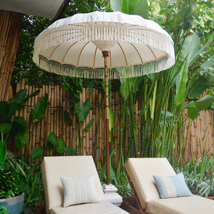 NEW | Balinese Umbrella Patio | Natural Fringed