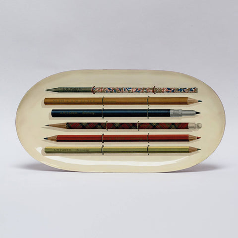 Oval Enamel Tray - Vintage Pencils