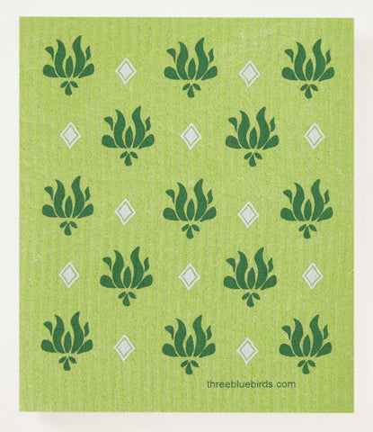 Apple Green Vibrant Lotus Swedish Dishcloth