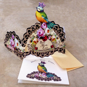 Greeting Card with Tiara, Best Mom Ever, Songbird