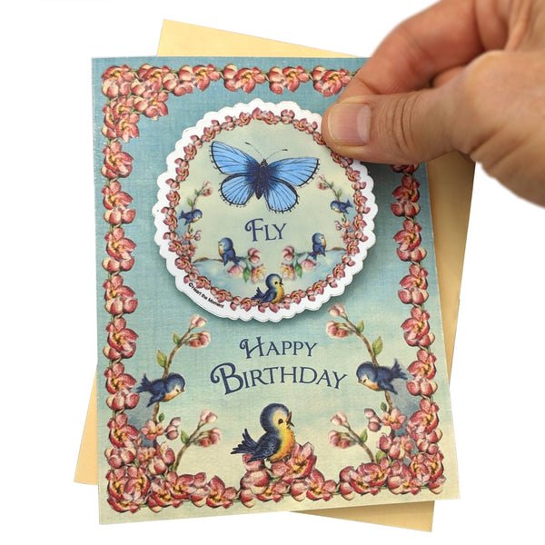 Greeting Card, "Fly", with Detachable Sticker Gift