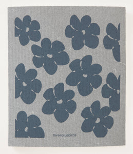 Flower Power (Grey) Swedish Dishcloth