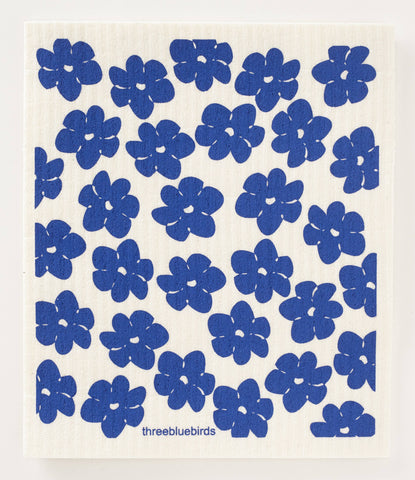 Blue Poppies Swedish Dishcloth