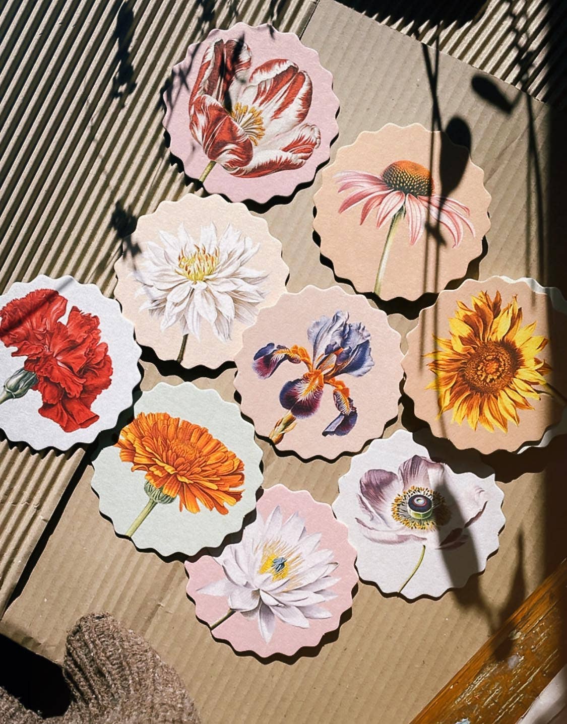 Coaster Set Flowers Set of 10