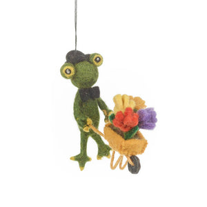 Handmade Felt Fletcher the Florist Frog Hanging