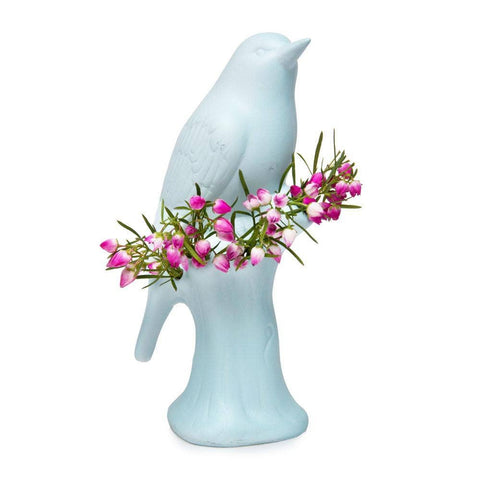 Porcelain Bird Flower Vase: Baby Blue