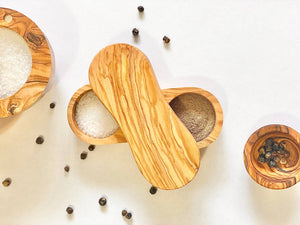 Olive Wood Salt & Pepper Keeper