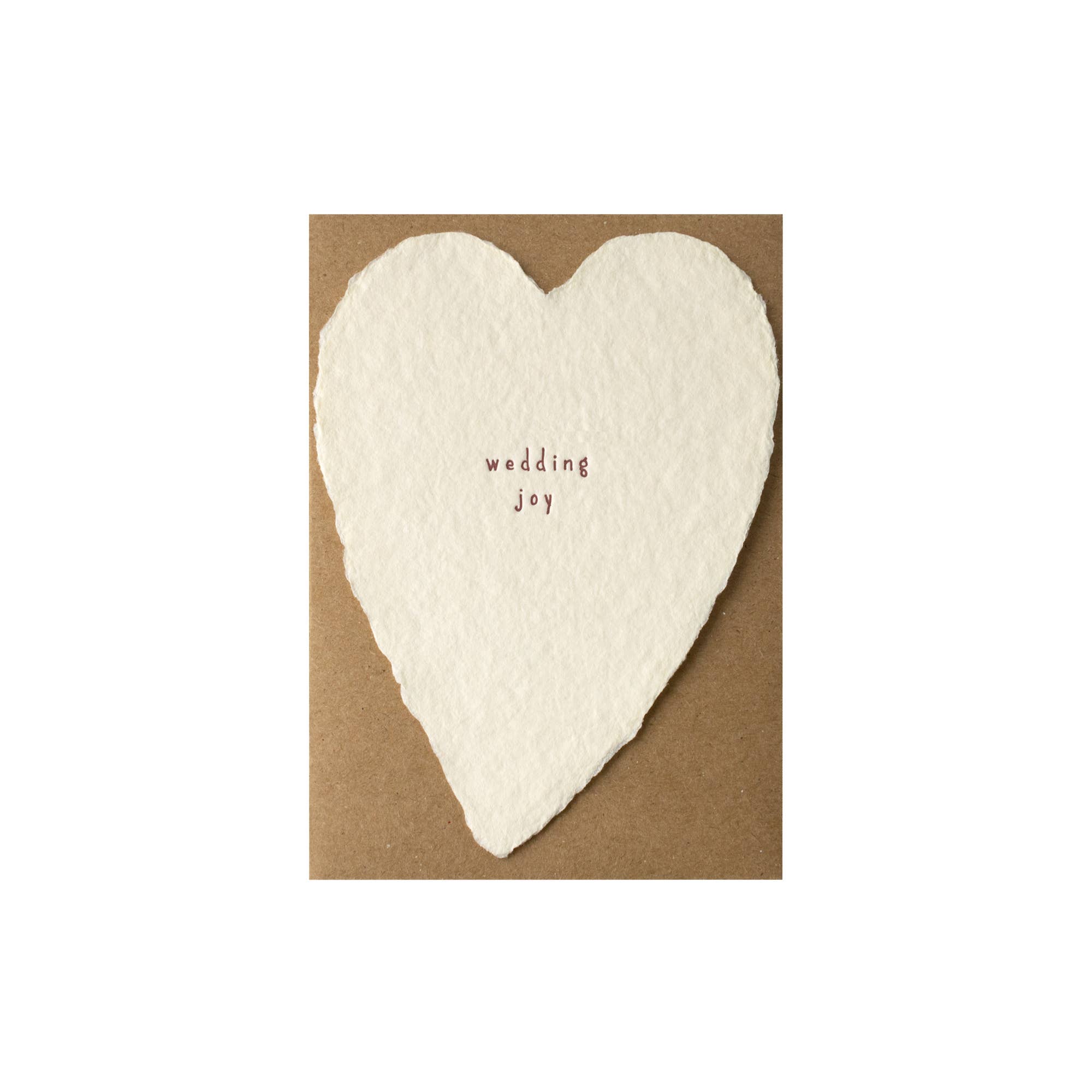 Wedding Joy Greeted Heart Handmade Paper Letterpress Card
