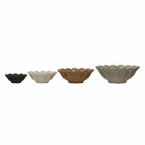 Stoneware Flower Bowls S/4