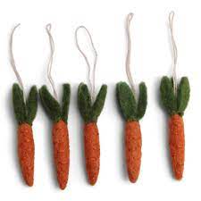 Felted Carrots Ornaments Set of 5